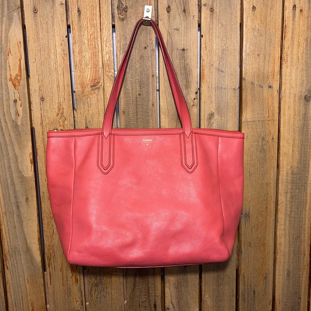 Fossil Pink Leather tote